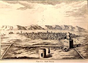 ترسیم ستاره‌شناس دانمارکی از شهر شیراز در ۱۷۶۵