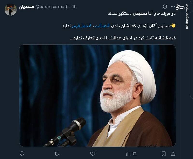 واکنش کاربران فضای مجازی به بازداشت دو پسر حجتالاسلام کاظم صدیقی 16