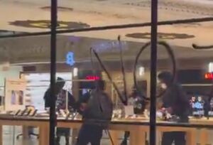فیلم/ غارت اموال یک فروشگاه اَپل در لس‌آنجلس