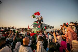 عکس/ حرکت کاروان "الصمود" به سوی لیبی در مسیر حمایت از غزه
