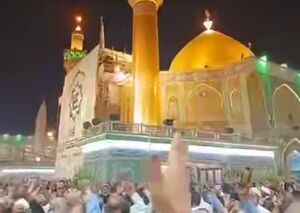 فیلم/ فریاد مرگ بر آمریکا و اسرائیل در حرم امیرالمومنین(ع)