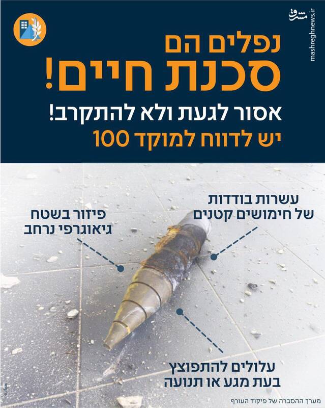 عکس/ اعتراف رسمی اسرائیل به اصابت موشک خوشه‌ای ایران