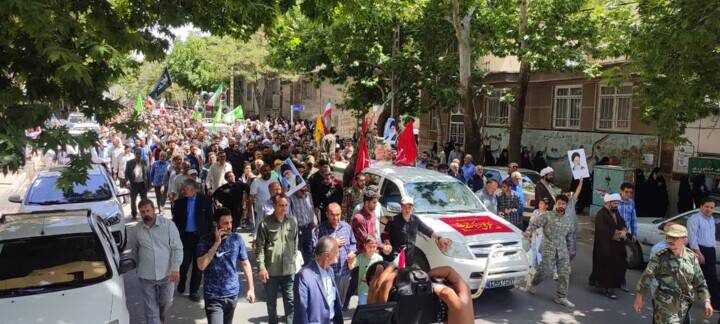 تشییع پیکر شهدای تجاوز رژیم صهیونیستی در تویسرکان با حضور باشکوه مردم