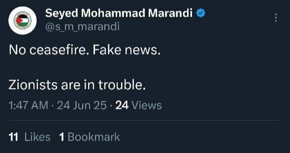 هیچ آتشبسی در کار نیست، اخبار جعلی است