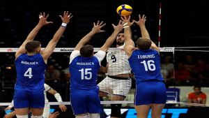 پیروزی مقتدرانه والیبال ایران مقابل صربستان در بلگراد