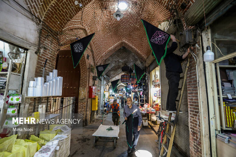 سیاه پوش شدن بازار تاریخی تبریز