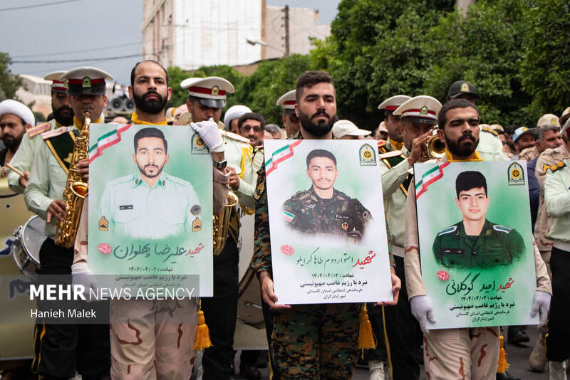 تشییع پیکر پاک سه شهید نیروی انتظامی درگرگان