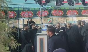 حضور علی لاریجانی مشاور مقام معظم رهبری در آیین تشییع شهید والامقام محرابی