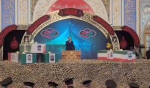 فیلم/ وداع با پیکر ۴ شهید حملات رژیم صهیونیستی در حرم امام رضا(ع)