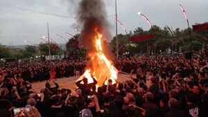 فیلم|خیمه سوزان شام غریبان در آباده فارس
