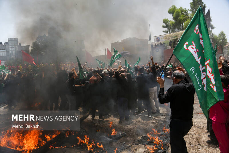 آیین خیمه‌سوزان عاشورا در هیئت خیام‌الحسین (ع) قم‎