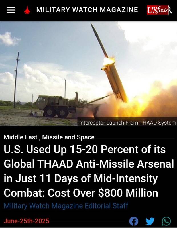 میزان مصرف موشکهای تاد آمریکا در ۱۲ روز جنگ با ایران چقدر بود؟