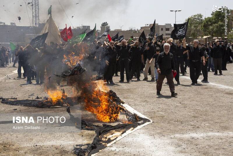 مراسم سنتی خیمه‌سوزان ظهر عاشورا در قزوین