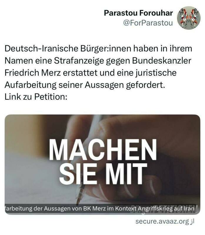 کارزار پرستو فروهر علیه صدراعظم آلمان 3