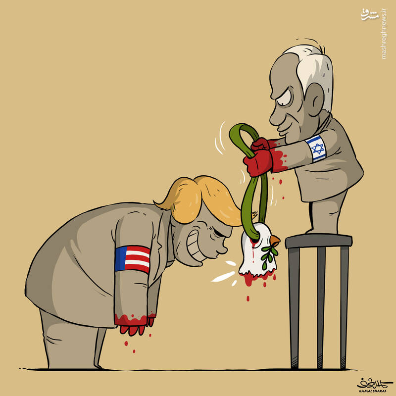 واکنش کارتونیست یمنی به جنایات مشترک اسرائیل و آمریکا