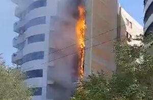 فیلم / حریق در برج زمرد مقابل دانشگاه تبریز