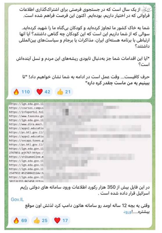 نگاهی به حملات سایبری آشکار علیه اسرائیل از 7 اکتبر تاکنون / از قطع خدمات حیاتی تا افشای دادههای طبقهبندیشده / ضربههای کاری هکرهای مقاومت به سرویسهای صهیونی 69