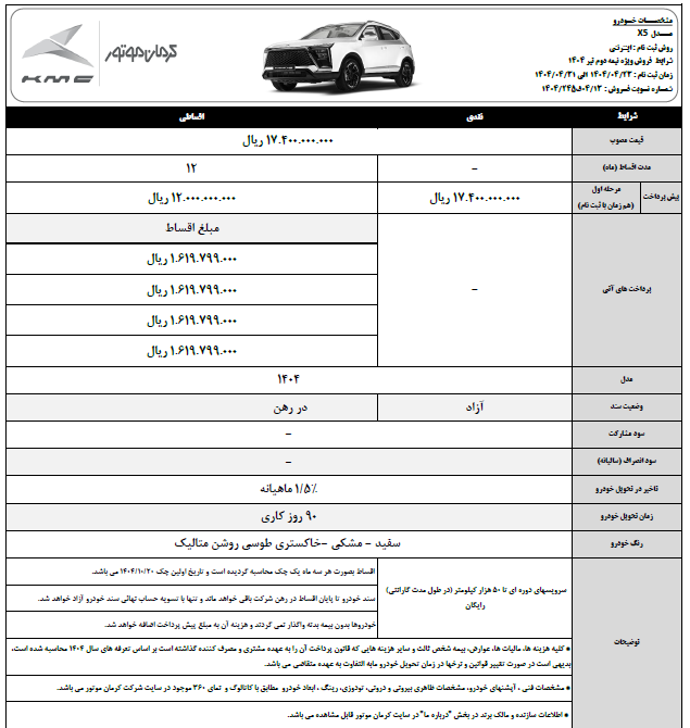 شرایط فروش خودروی ایکس5 / خرید قسطی کراس اوور کرمان موتور