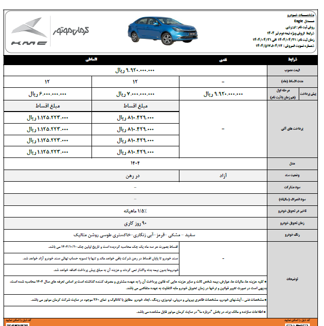 فرصت محدود برای ثبت نام سه محصول کرمان موتور؛ تنها تا ۳۱ تیر ماه