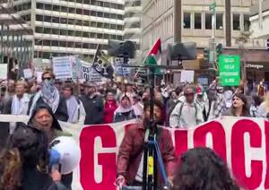 فیلم/ تظاهرات گسترده توقف قحطی و نسل‌کشی در غزه در سان‌فرانسیسکو