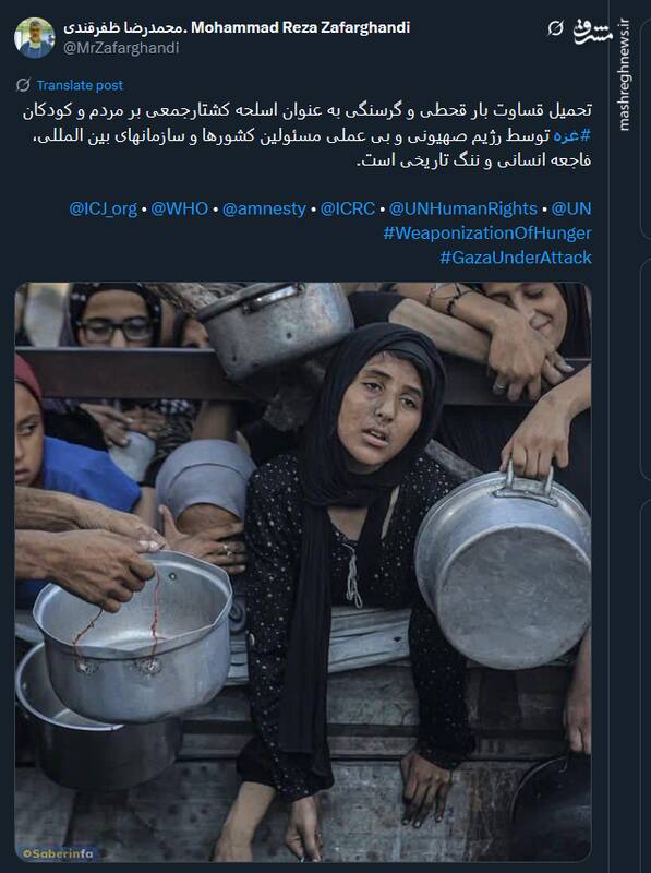 بی‌عملی سازمان‌های بین‌المللی در قبال غزه، فاجعه انسانی است
