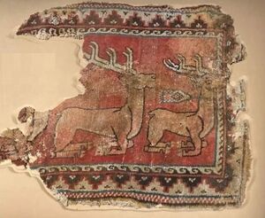 تصویری از فرش پشمی عصر ساسانی