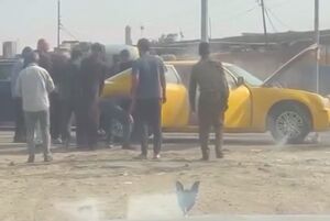 آتش گرفتن خودرو در به علت گرمای شدید در عراق