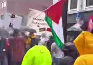 تظاهرات حامیان فلسطین در اسلو در زیر باران