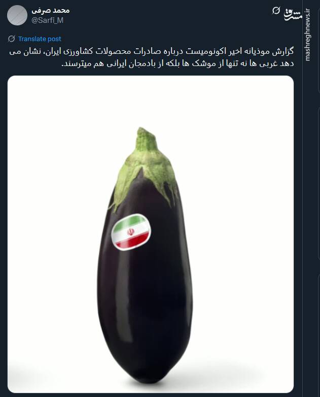 غربی ها حتی از بادمجان ایرانی هم میترسند