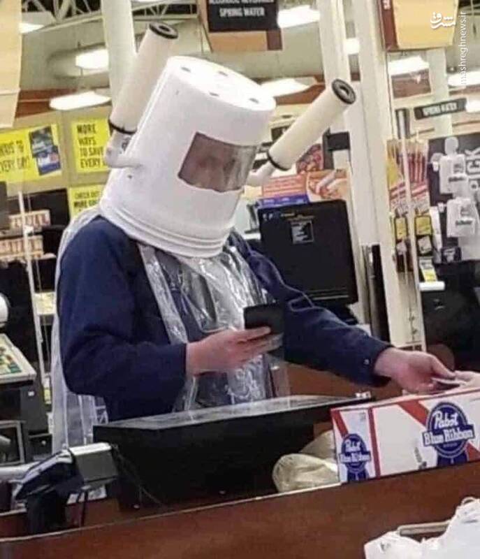 عکس/ شیوه عجیب مردم آمریکا برای تهیه ماسک