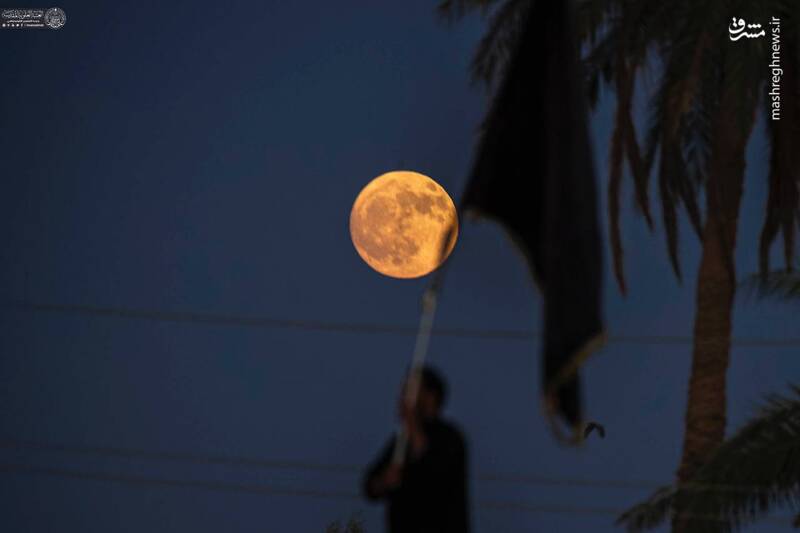 عکس/ ماه کامل بر فراز طریق الحسین(ع)