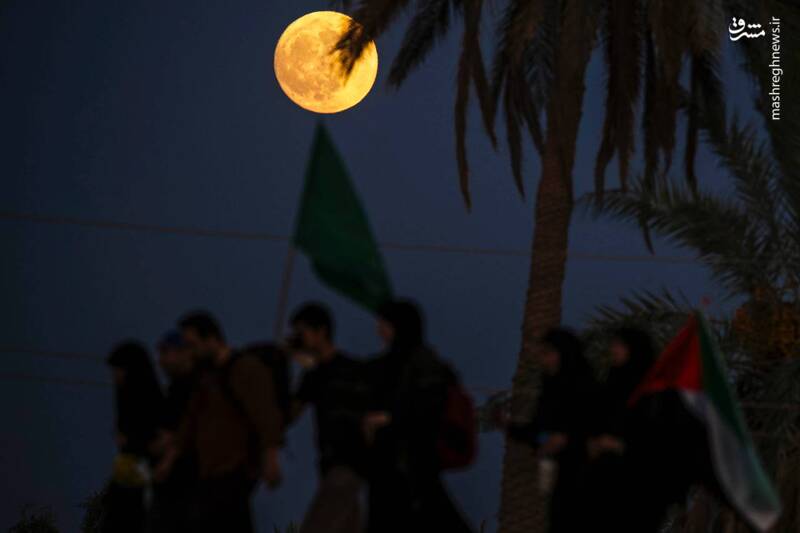 عکس/ ماه کامل بر فراز طریق الحسین(ع)