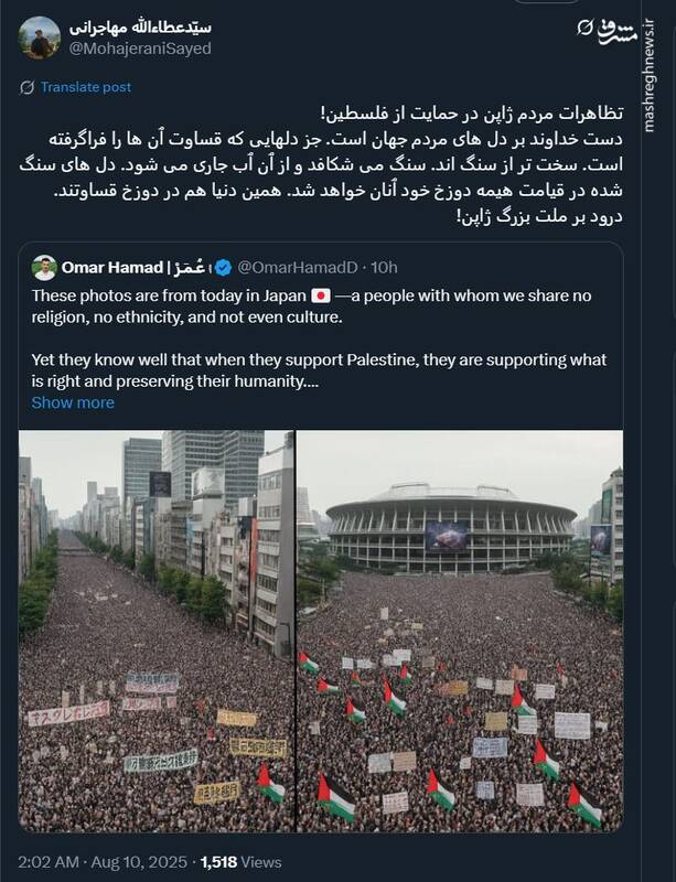 تظاهرات مردم ژاپن در حمایت از فلسطین!