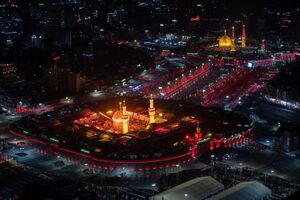 تصاویر هوایی از حال و هوای کربلا در شب اربعین