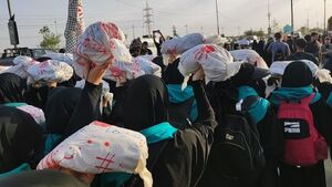 فیلم/ تشییع نمادین کودکان غزه در طریق‌الحسین(ع)