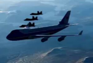 تصاویری از اسکورت هواپیمای ترامپ با شش جنگنده F۲۲ بر فراز آلاسکا