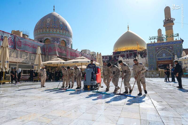 عکس/ شستوشوی حرمین سامرا توسط خادمان