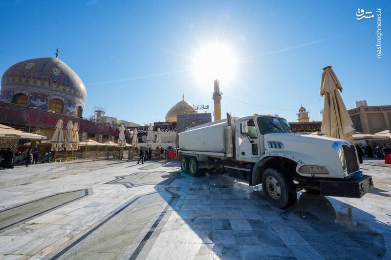 عکس/ شستوشوی حرمین سامرا توسط خادمان