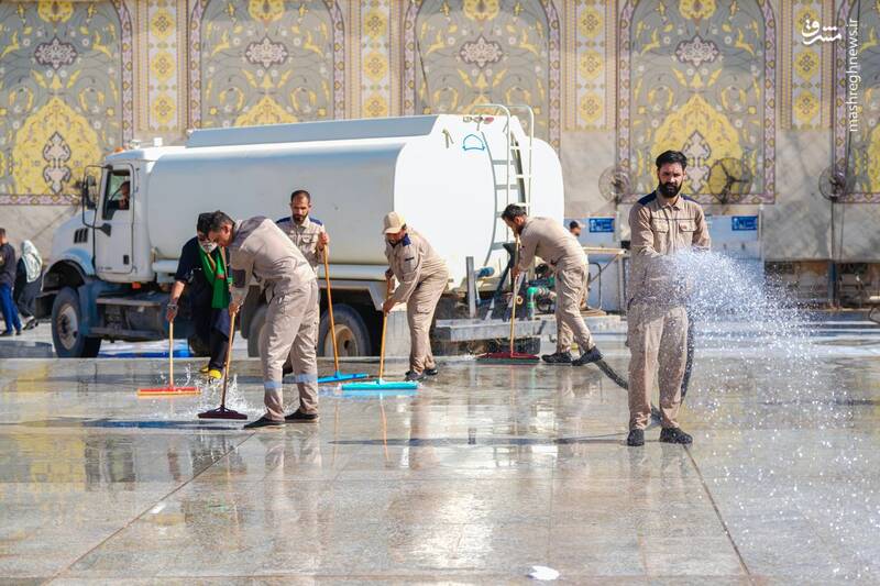 عکس/ شستوشوی حرمین سامرا توسط خادمان
