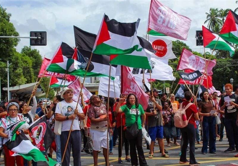 معترضان،برزيل،اعتراض،فلسطين