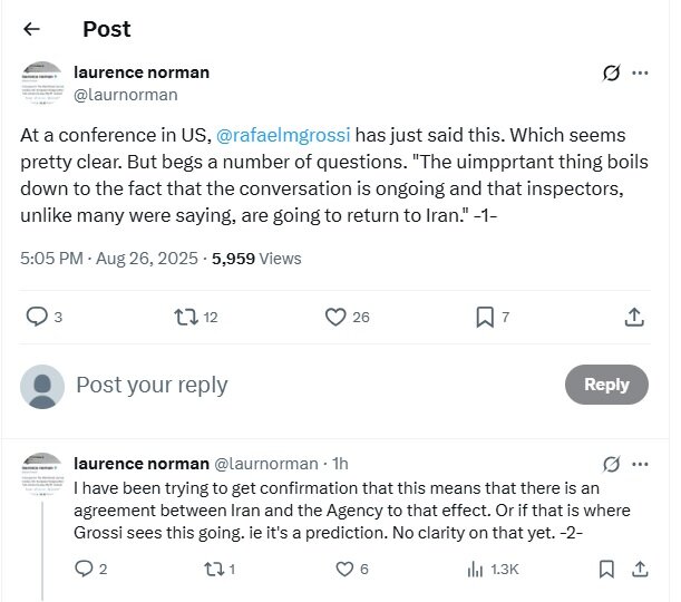 ادعای یک خبرنگار درباره بازگشت بازرسان آژانس به ایران