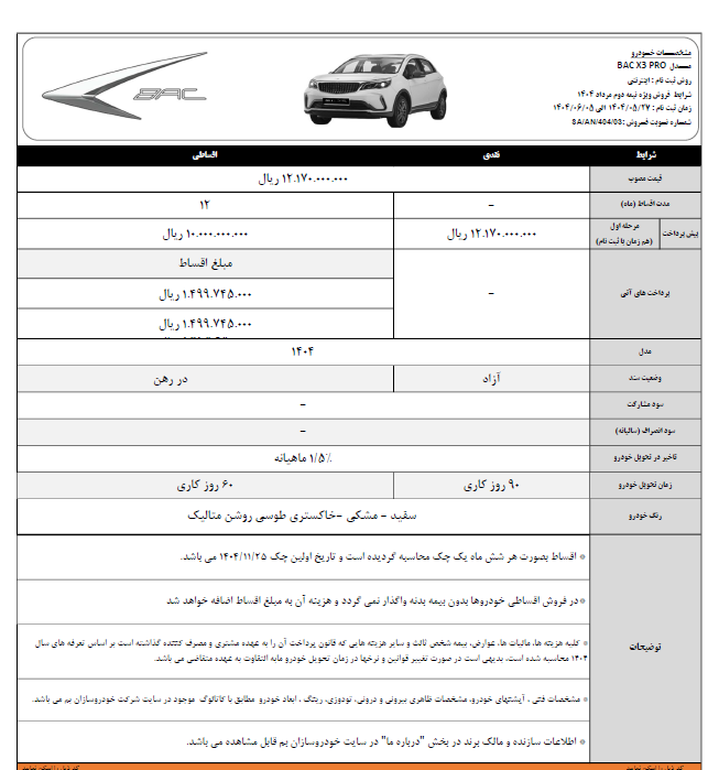 تمدید شرایط فروش BAC X3 Pro تا پنجم شهریور ماه 3