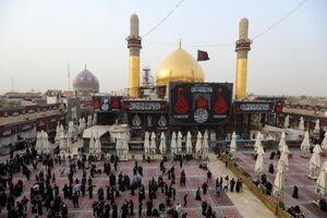 عکس/ کتیبه‌های شهادت امام عسکری در حرمین سامرا