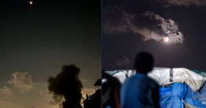 در غزه هم ماه خونین بود، با نمایی از دود و آتش