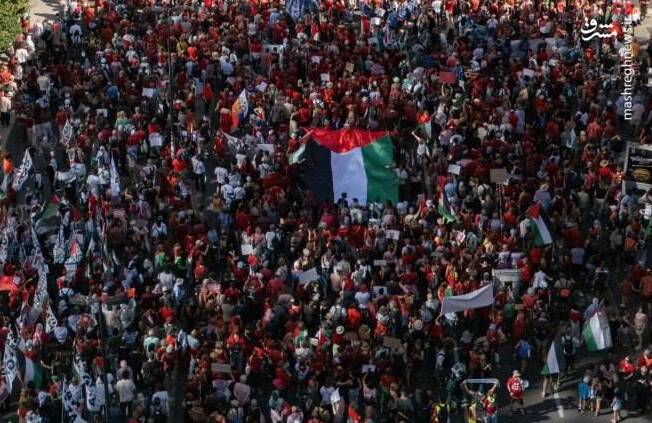 عکس/ حضور گسترده حامیان فلسطین در بروکسل
