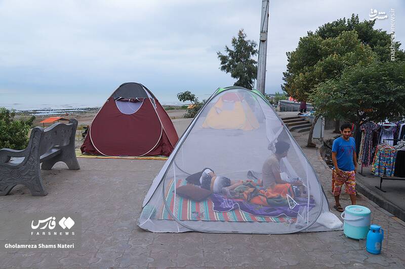 عکس/ اتراق مسافران تابستانی در سواحل چالوس