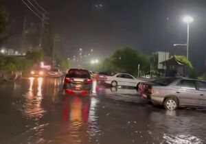 فیلم/ بارش باران سیل‌آسای در چالوس