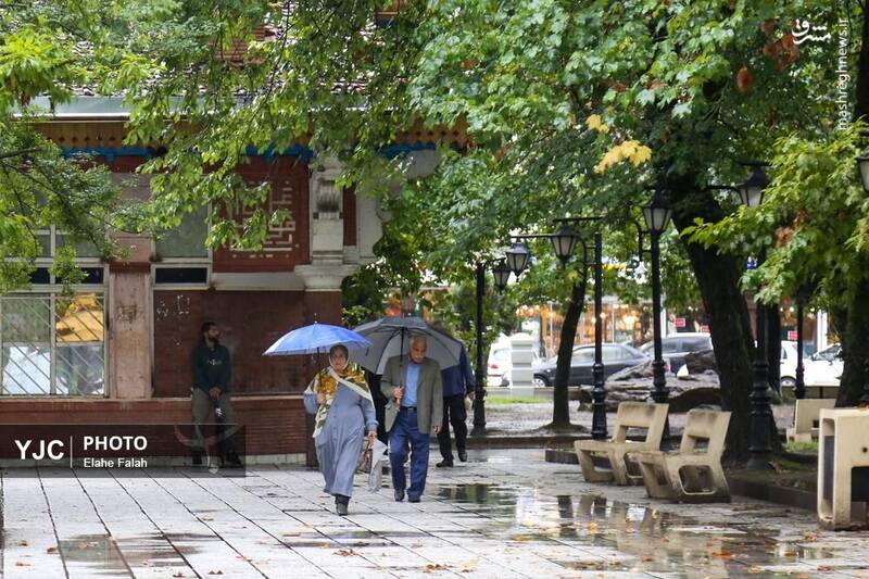عکس / بدرقه‌ی تابستان با بارش باران در رشت 6