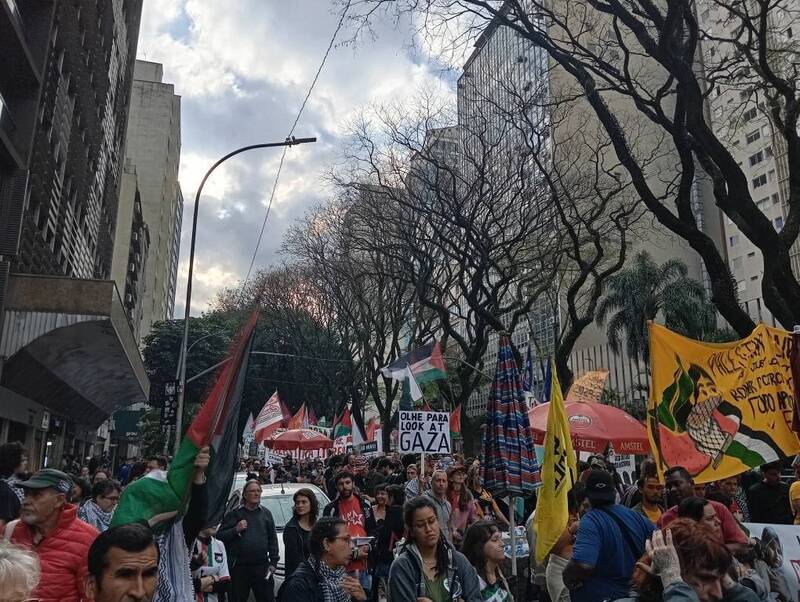 غزه،فلسطين،انساني،محاصره،تظاهرات،برزيل،حقوق،حمايت