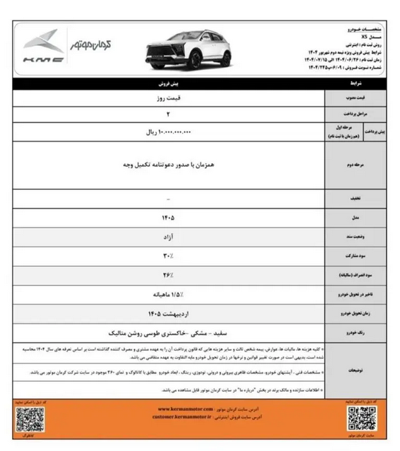 فروش ویژه کرمان‌موتور آغاز شد